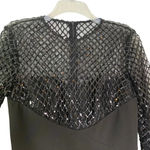 Halston Heritage Halston Jac Sequin Illusion Neck Crepe Wide Leg Jumpsuit Black Size 2 NWT Photo 2