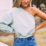 These Three Boutique mint one shoulder sweater Photo 0
