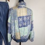 Vintage 2pc Tracksuit Silk Geometric Design Blue Size M Photo 5