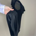 Maggy London  Dress Womens 10 petite Black Sheer Mesh Short Sleeve Ruched Formal Photo 8