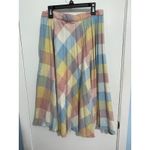 VTG Plaid Pastel Wool Skirt Small Union Made Tradwife Modest Preppy Twee Pink Photo 3