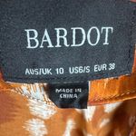 Bardot  Mayah spliced rust and white scratch print satin midi slip skirt size 6 Photo 4