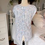 Rachel Ashwell Pastel Blue Linen Floral Top Photo 8