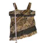 Dress Barn  Y2K Fairy Brown Glitter Floral Tiered Ruffle Camisole Tank Top Large Photo 2