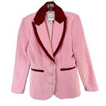 Alexia Admor Myra Tweed Blazer 6 Pink Red Pearl Button Fitted Jacket Classic Photo 1