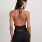 Motel Rocks  Karise Plunge Top In Rayon Bitter Chocolate Photo 2