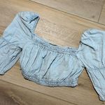 ZARA  Baby Blue Balloon Sleeve Crop Photo 1
