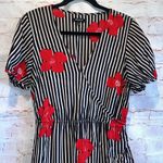 Madewell  Dress Womens 6 Ruffle Wrap Dress Candied Orchids Striped Floral career Photo 1