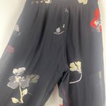 Ganni Georgette Pants Women 34 Black Floral Chiffon Tie Waist Pull On Sheer Boho Photo 4
