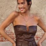 ZARA BLOGGER'S FAVE  Strapless Faux Leather Bodysuit Brown Photo 1