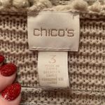 Chico's Size 3 (XL/16) Beige Wool Blend Knitted Open Front Sweater Cardigan. Photo 6