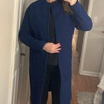 Blue long wool blend pea coat winter jacket! Size 6R! Photo 1