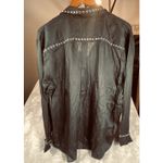 Johnny Was NWT Jade Sonia Double Pocket Shirt XL Silky Turquoise Accents Rivets Photo 1