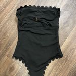 SheIn Black Strapless Scalloped One Piece Swimsuit Photo 4