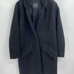 Maje  black long Pointed Collar snap button teddy jacket Sherpa Coat size medium Photo 0