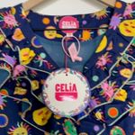 Celia B Atlas Dress Midi Navy Multi Womens New Size Medium Summer Belted Blue Photo 14