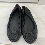 Tory Burch  Black Leather Logo Flats Size 8 US Photo 1