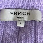 FRNCH Cashmere Purple Wool Knit Rib Short Puff Sleeve Sweater Shirt Blouse Top L Photo 2