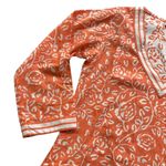 Gretchen Scott  Tunic Womens Sz XS Orange Floral Paisley Cotton Coastal Beach Photo 1