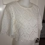 Madewell Lace Eyelet Embroidered Scalloped Crop Top Blouse Size S Photo 2