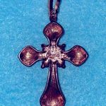 Vintage victorian style rhinestone filigree cross pendant purse clip or keychain Gold Photo 1