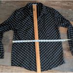 Chico's  No-Iron Grid Check Blouse Size 0 (4/6) Black White Button Up Photo 2