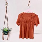Everlane Smocked Top in Rust Short Sleeve Size S Photo 1