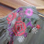 Army Green Boho Embroidered Oversize Top Green Size M Photo 4