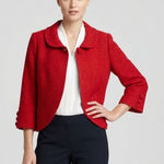 Chelsea & Theodore Red 3/4 Sleeve Lined Blazer Stylish Work Casual Jacket Sz L Size L Photo 0