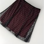 Women's Y2K Fairy Diamond Tulle Overlay Maroon Skirt Whimsigoth Holiday Waist 33 Size undefined Photo 0