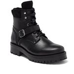 ALLSAINTS Paulina Black Leather Combat Boots Lug Sole Photo 1