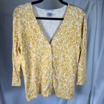 JILLIAN JONES Floral Silk Blend Cardigan Button Front Top Womens S Vintage Yellow Photo 10