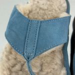 L.L.Bean Womens Light Blue Suede Leather Wicked Good Shearling Lined Flip Flops Photo 7