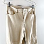 ZARA High Rise Faux Leather Cropped Boot Flare Pants Cream 6 Photo 8