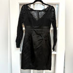 Maggy London Classic Whimsigoth Formal Black Lace Stretch Satin Dress Size 6 S Photo 9