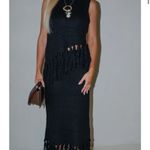These Three Boutique  Sweater Knit Fringe Skirt Set-Black Photo 1