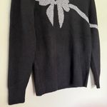 Loft NWT Wool Shimmer Bow Sweater Puff Sleeves Black Silver Women’s Size XS Photo 8