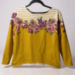 Joules Harbour Print Long Sleeve Top Yellow Floral Stripe Women US 16 Photo 0