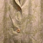 LL Bean Trench Coat Floral Print Lime Green‎ Womens Large Regular Pockets #0APX8 Green Photo 1