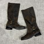 Donald J Pliner Boots Women's 8 M Brown Suede Tall Riding Buckles Side Zip Photo 0