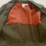 Linen Dark Army Olive Green Women's Size 6 Petite Small Cropped Short Jacket Photo 5