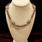 Amethyst Vintage Beads and Gold Floral Cloisonné Enamel Beaded Necklace Photo 11