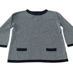 Talbots  Houndstooth Sweater Top Women's Size M Black White Long Sleeve Pockets Photo 0