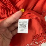 Caslon  Bright Orange Eyelet detail Peplum Short Sleeve Top Blouse Size Medium Photo 3