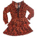 DELFI Collective KIKI lace up ruffled long sleeve ruffle Polk dot minidress XS Red Photo 5