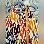 T Tahari M Multicolor Sleeveless Maxi Dress Abstract Tiered Halter Photo 8