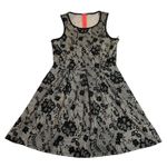 Women's Sleeveless Scoop Neck Floral Print Fit & Flare Scuba Mini Dress Size Med Tan Photo 0