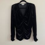 Another Love Black Velvet Front Ruched Long Sleeve Top Size XL Photo 2