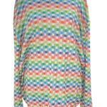 Maus & Hoffman Rainbow Plaid Knit Sweater Crewneck Long Sleeve Size XL Green Photo 0