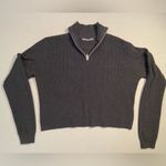 Brandy Melville Black Turtleneck cropped zip knit sweater, long sleeve, one size Photo 1